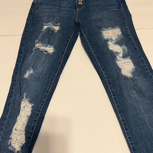 Dollhouse Jeans Women Junior Size 3 Button Fly Distressed Straight Leg Denim - Picture 7 of 11